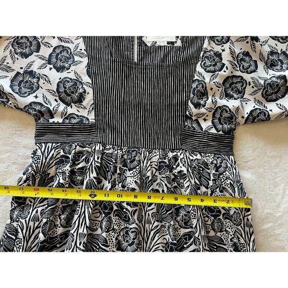 ANTHROPOLOGIE Bloomingprint Dress Size 8 Adrienne Flounced Midi Floral Pockets - Picture 16 of 16